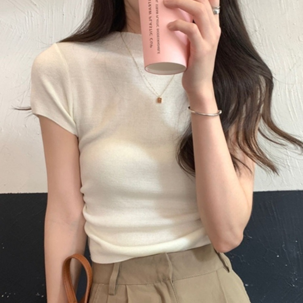 펀스토랑 진서연 반팔 니트 우아한 클래식 - 메인 이미지