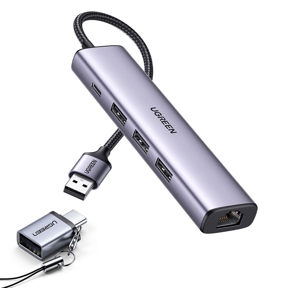 유그린 USB 3.0 기가비트 랜카드 멀티 허브 + C타입 USB3.0 고속 OTG 젠더 - 메인 이미지