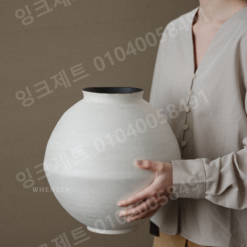 항아리 화분 일본식 대형 단지 둥근 화이트 공예 조선 - 상세 이미지 2
