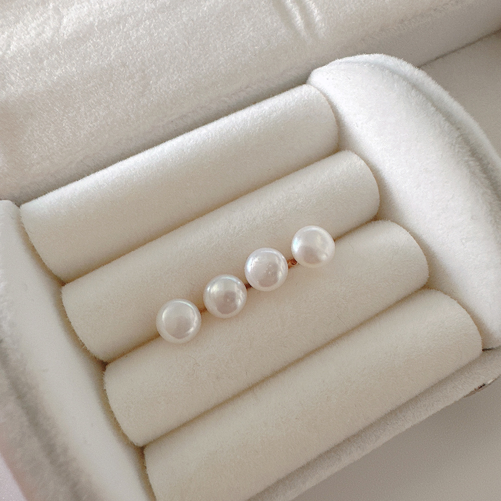 14K 천연 납작 담수 진주 귀걸이 5mm - 상세 이미지 4