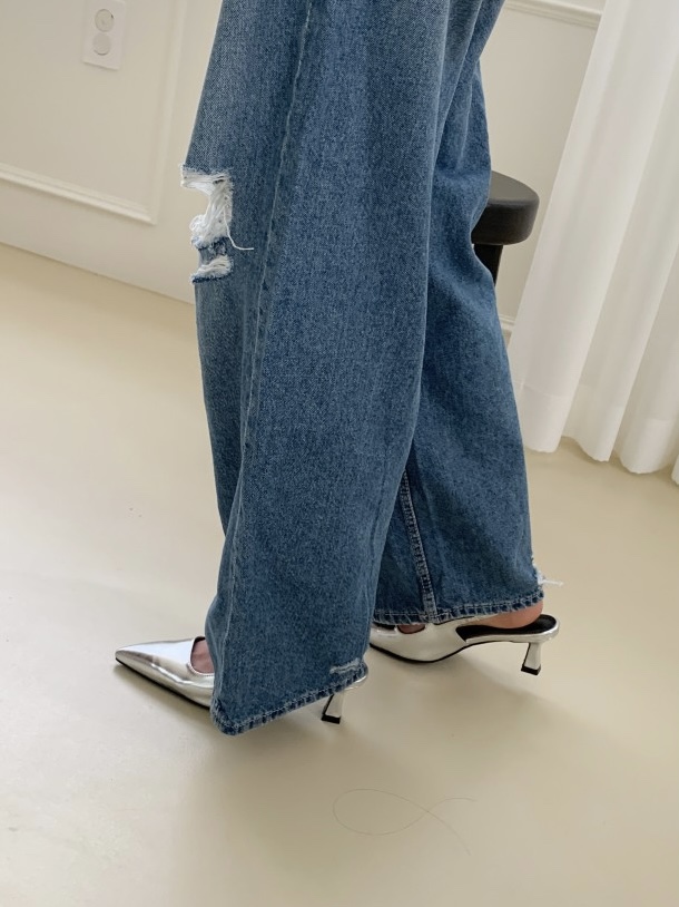 스트랩조절 5cm 🤍👠3col 스틸레토 슬링백 실버 에나멜 유광 블랙  발편한 5cm 베이지 유니크 힙한 뾰족 힐 구두 상세 이미지 19