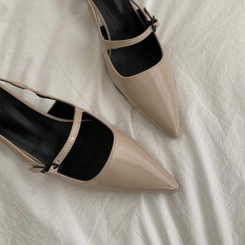 스트랩조절 5cm 🤍👠3col 스틸레토 슬링백 실버 에나멜 유광 블랙  발편한 5cm 베이지 유니크 힙한 뾰족 힐 구두 상세 이미지 59
