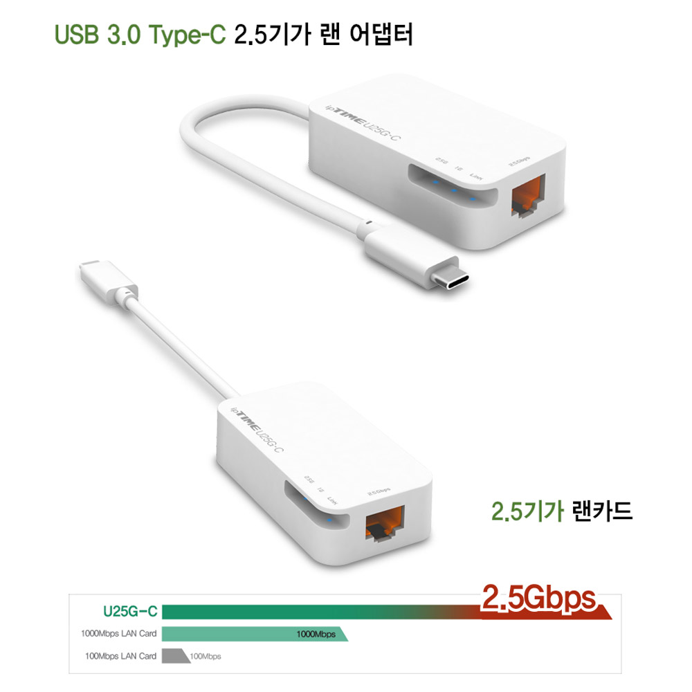 ipTIME U25G-C 유선 랜카드 C타입 노트북 휴대용 기가비트 랜 어댑터 - 상세 이미지 2