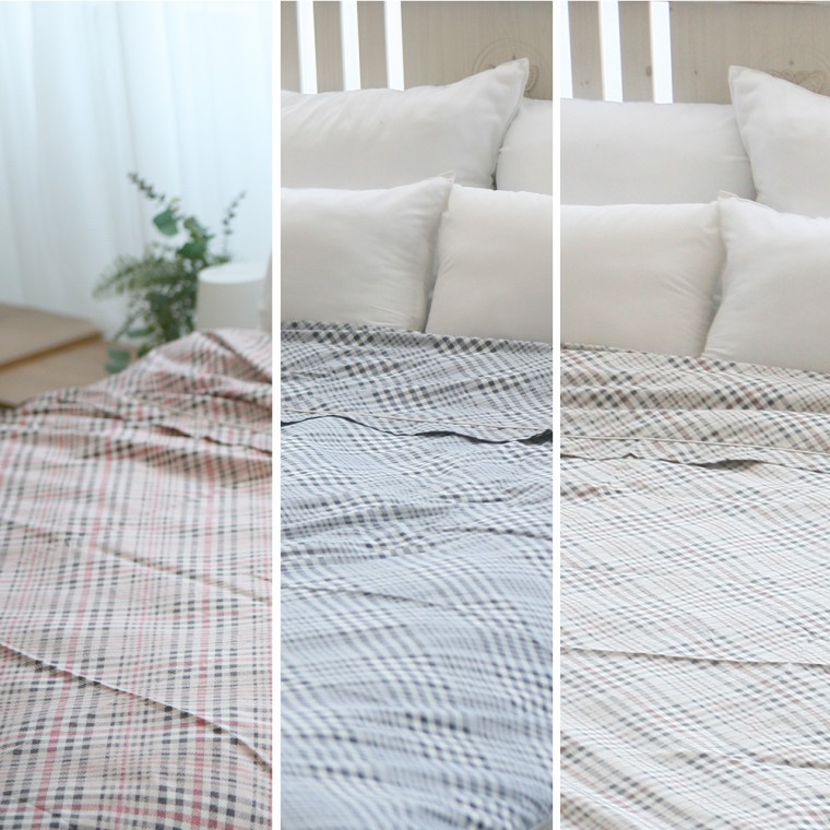 국내 심플 체크 패턴 사계절 이불커버 순면