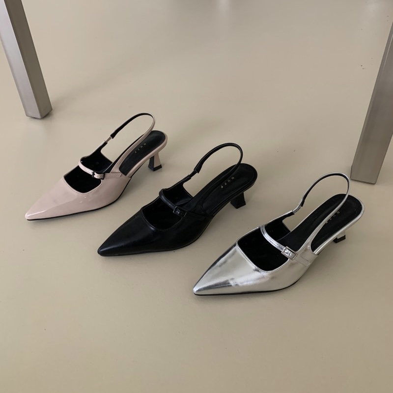 스트랩조절 5cm 🤍👠3col 스틸레토 슬링백 실버 에나멜 유광 블랙  발편한 5cm 베이지 유니크 힙한 뾰족 힐 구두 상세 이미지 52