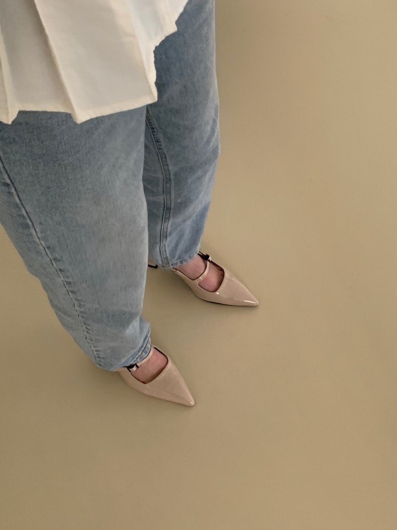 스트랩조절 5cm 🤍👠3col 스틸레토 슬링백 실버 에나멜 유광 블랙  발편한 5cm 베이지 유니크 힙한 뾰족 힐 구두 상세 이미지 38