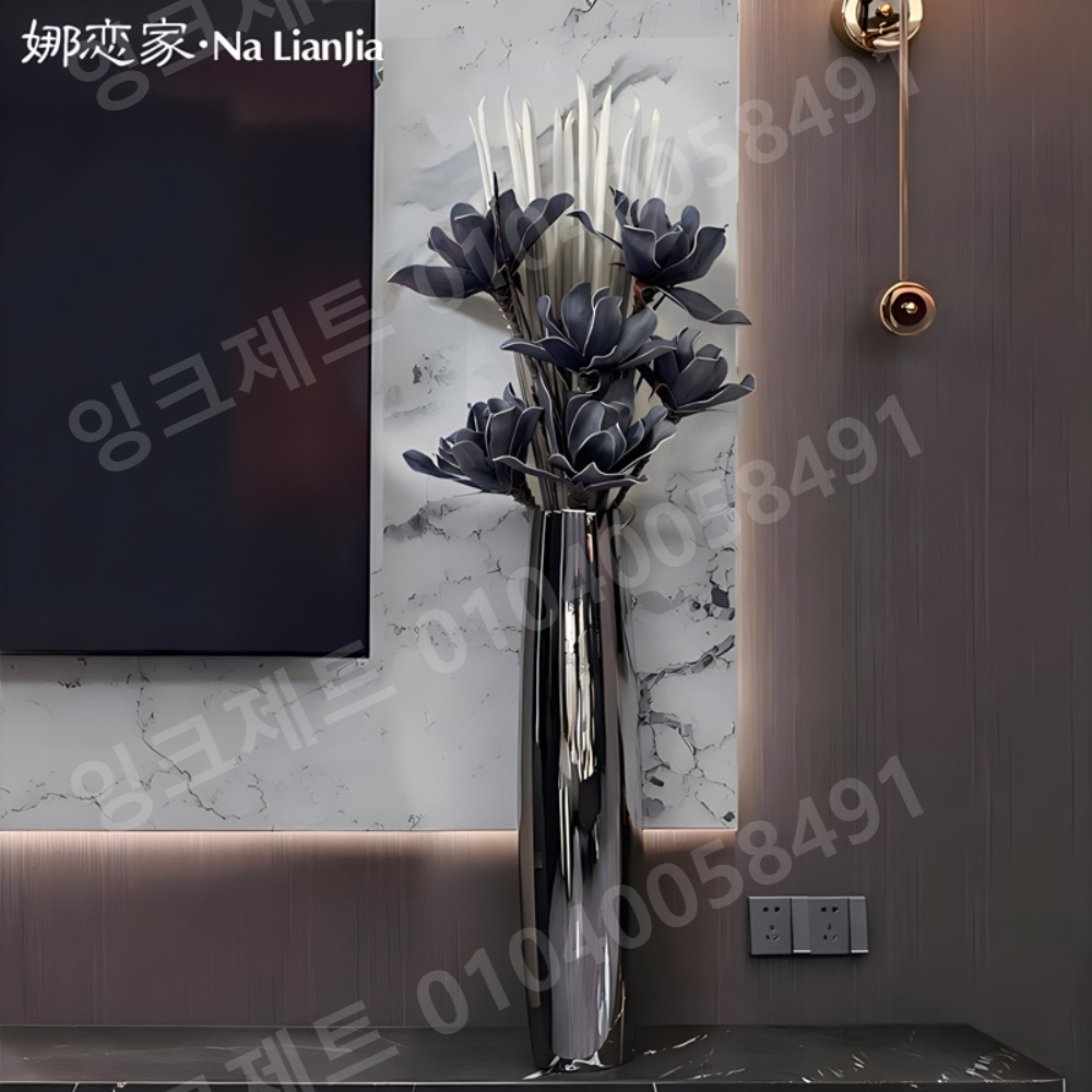 대형 화병 스테인레스 긴화병 인테리어 꽃병 거실 럭셔리 - 상세 이미지 2