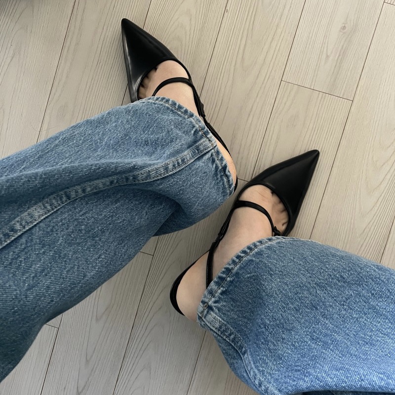 스트랩조절 5cm 🤍👠3col 스틸레토 슬링백 실버 에나멜 유광 블랙  발편한 5cm 베이지 유니크 힙한 뾰족 힐 구두 상세 이미지 47