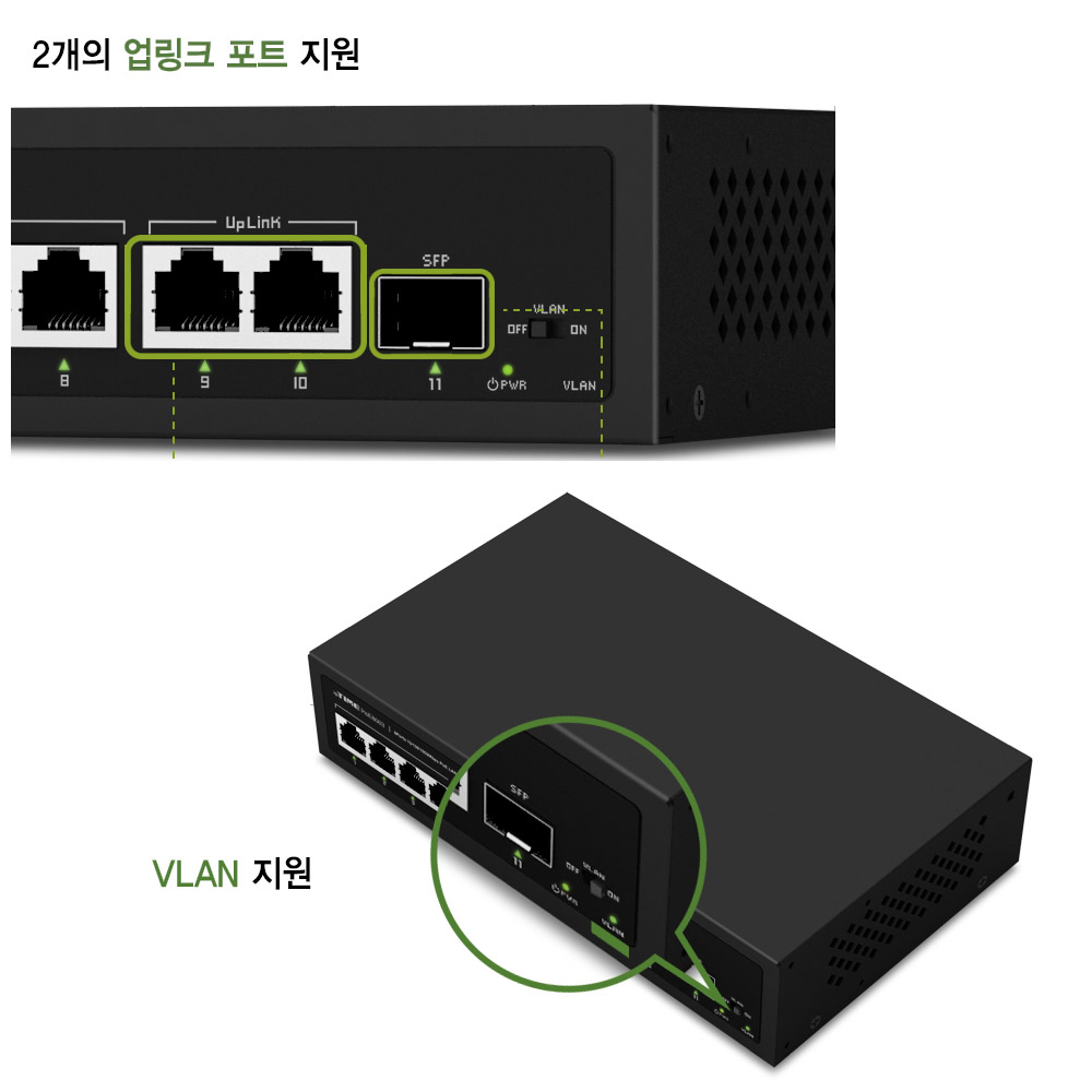 ipTIME 스위칭허브 PoE8003 8포트 기가 네트워크 랜포트 분배 - 상세 이미지 3