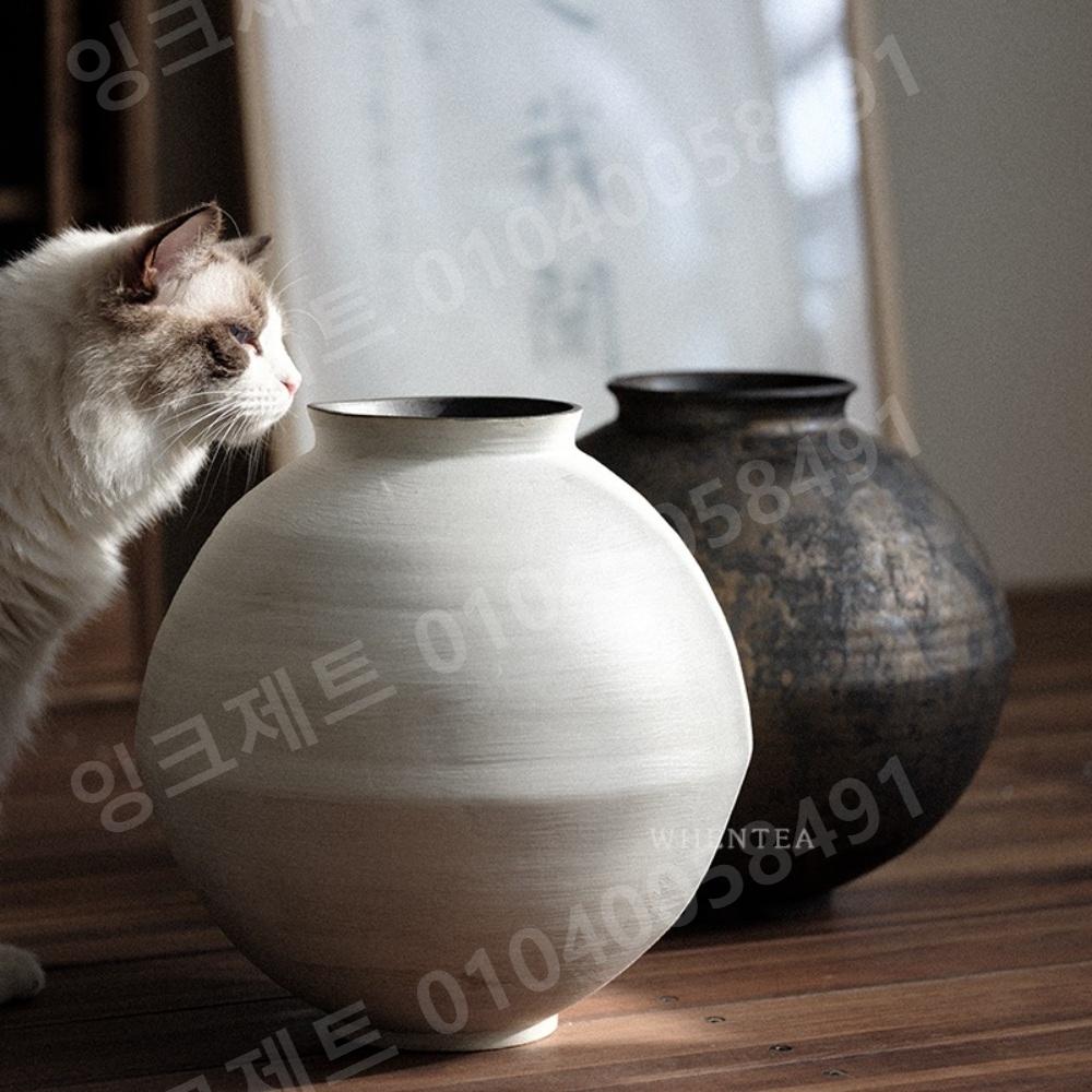 항아리 화분 일본식 대형 단지 둥근 화이트 공예 조선 - 상세 이미지 4