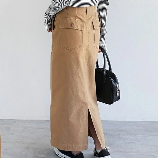 러블리해라 데일리 포켓 뒷트임 여름 롱치마 - 상세 이미지 2