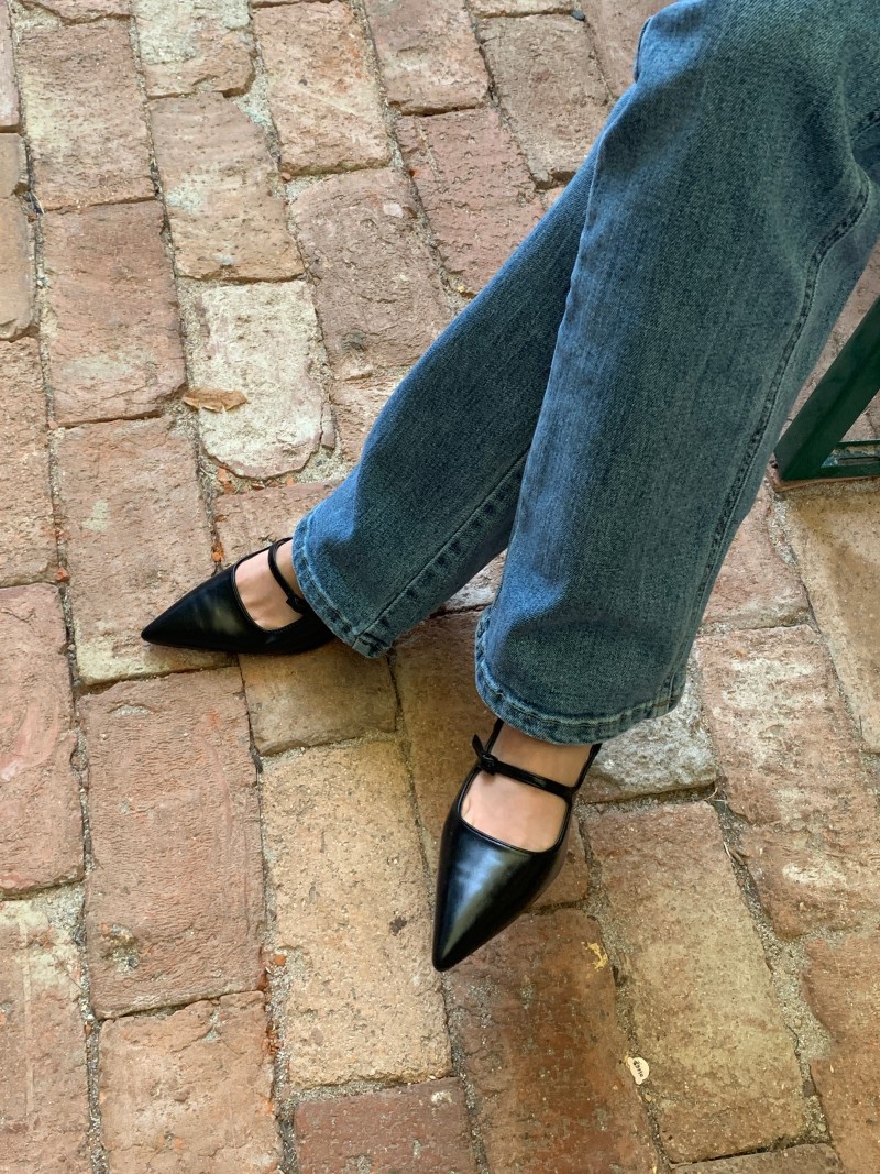스트랩조절 5cm 🤍👠3col 스틸레토 슬링백 실버 에나멜 유광 블랙  발편한 5cm 베이지 유니크 힙한 뾰족 힐 구두 상세 이미지 42
