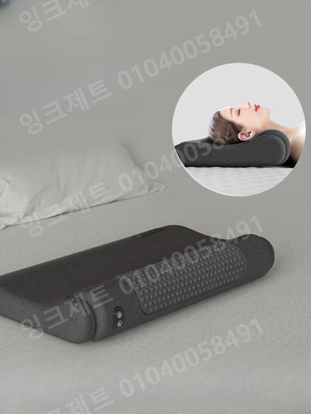 안마베개 경추 원통형 메모리폼 에어 쿠션 진동 온열 - 상품 이미지