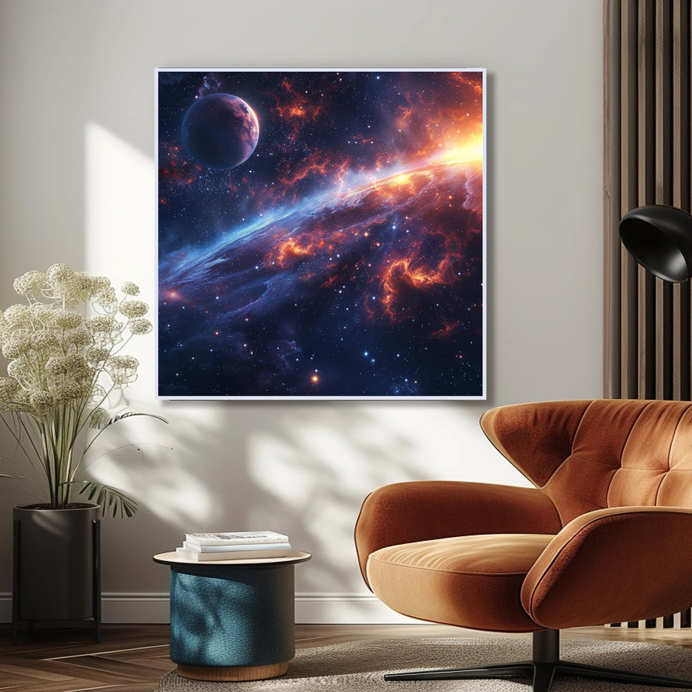 우주여행 발사 45cm x 45cm 무광블랙 알루미늄액자 우주그림 - 상세 이미지 3