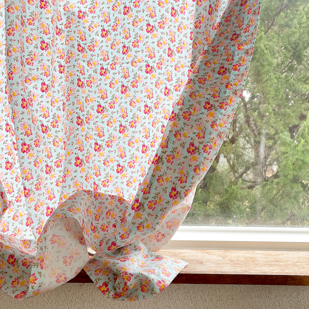 하비스트 꽃무늬 프린트 빈티지 커튼 맞춤제작 봉커튼