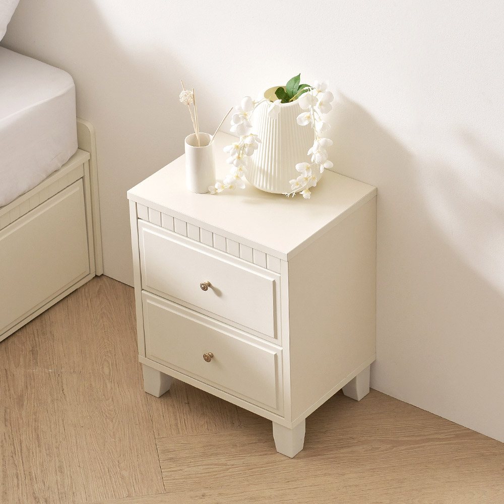 미카엘 2단 서랍 침대 옆 협탁 아이보리