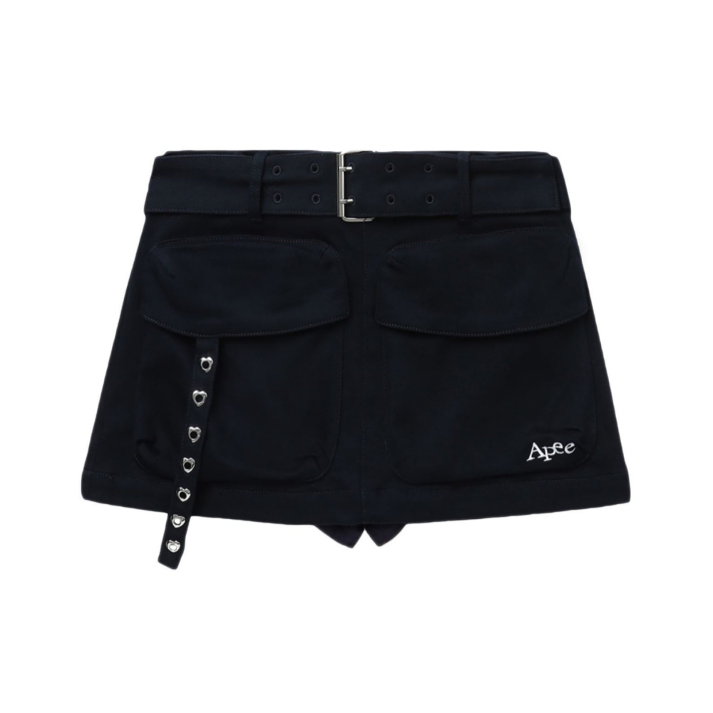베이프 우먼즈 치마 WASHED BELTED PATCH POCKET MINI SKIRT ING CK20-255-003 - 메인 이미지
