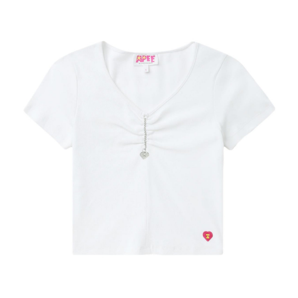 베이프 우먼즈 반팔티 CHAIN DETAIL V NECK TOP CK20-209-006 - 메인 이미지