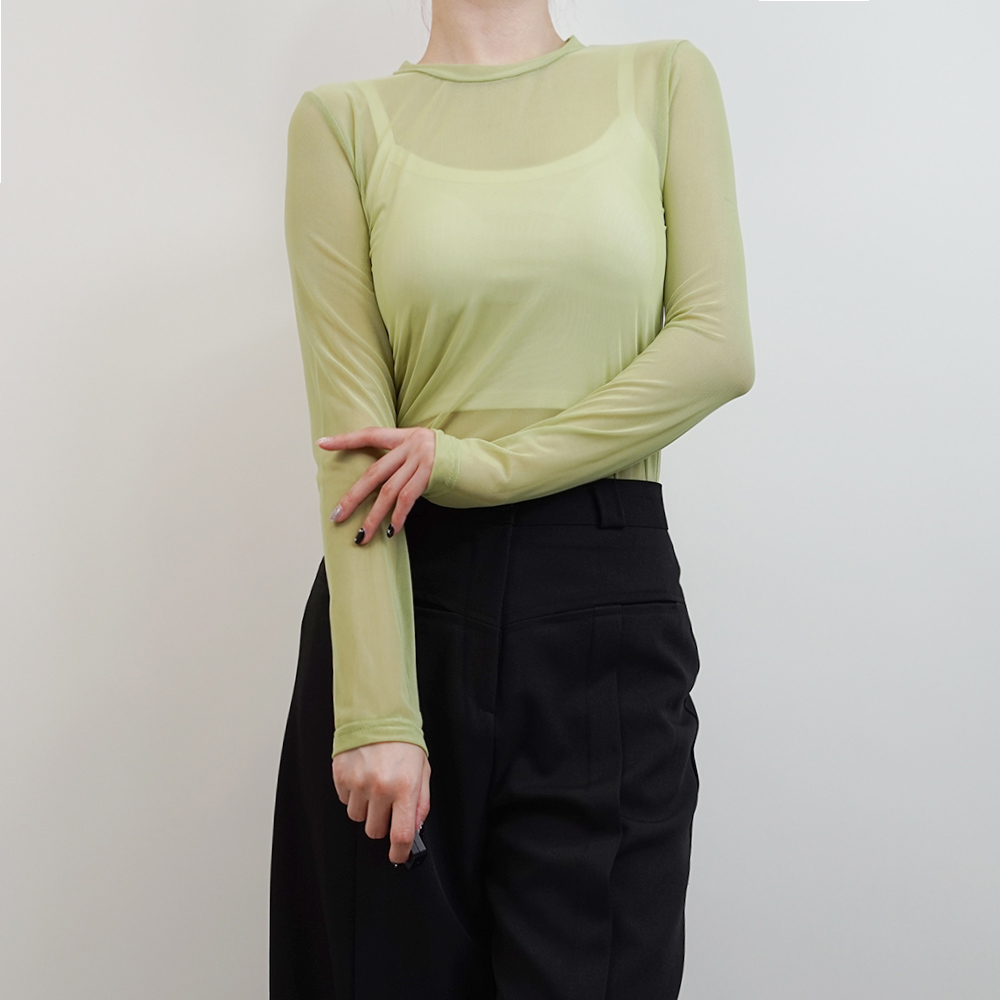 [6color]라운드 시스루 레이어드 티 블랙 이미지 8