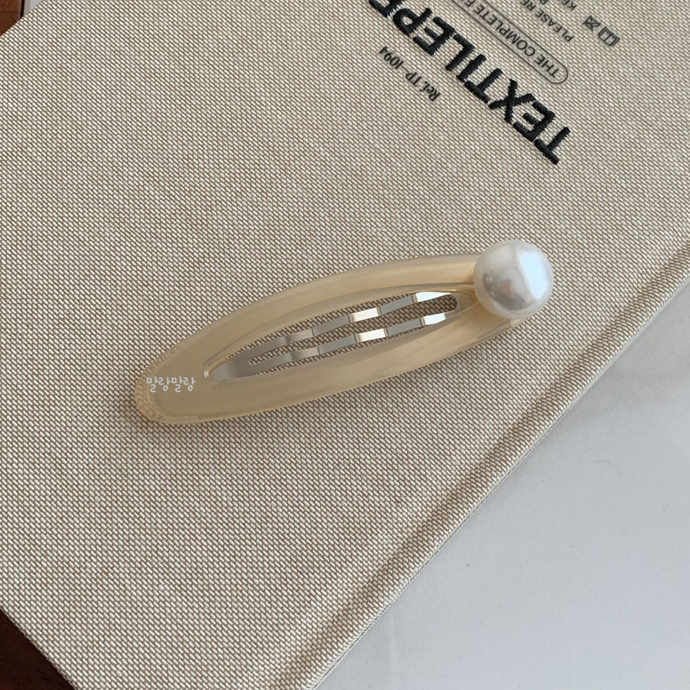 진주 왕똑딱핀 심플한 포인트 삔 단발 옆머리핀 - 상세 이미지 2