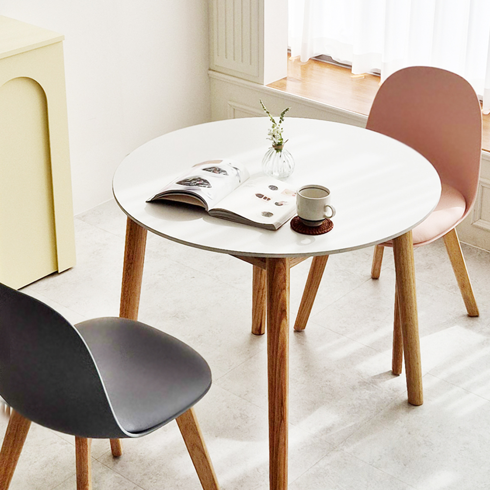 쿠키 2인용 포세린 세라믹 식탁 세트 신혼식탁 원형 850 의자 2개