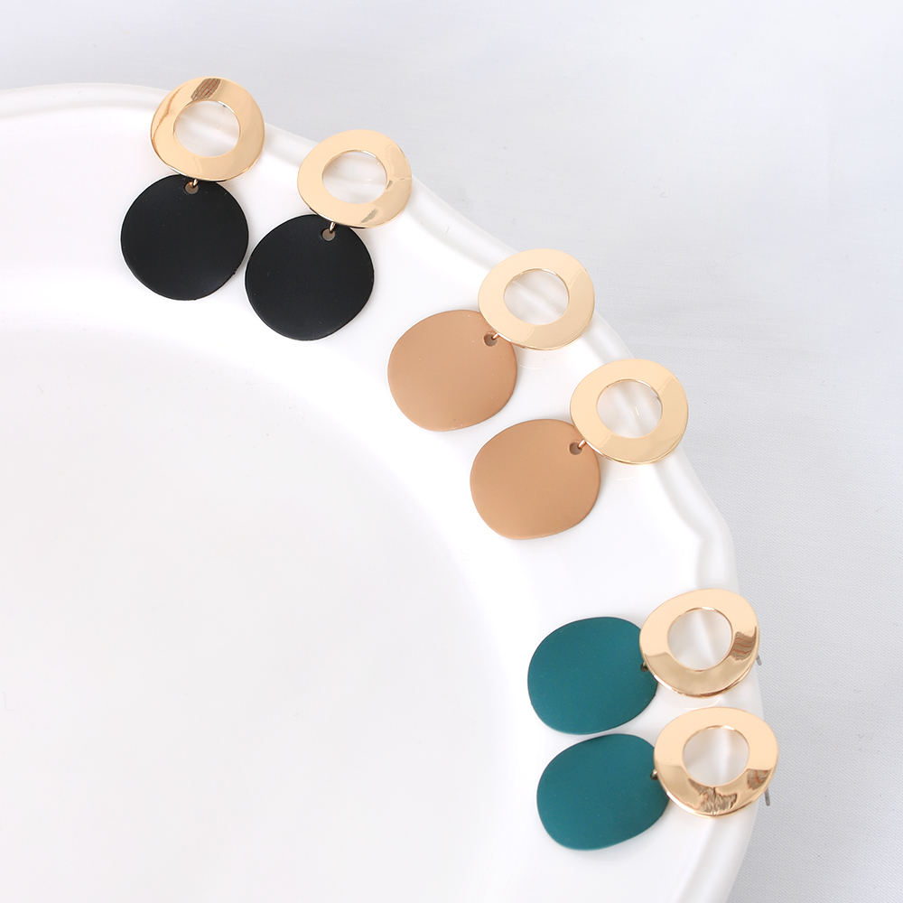 골드 써클 메탈 드롭 이어링 귀걸이