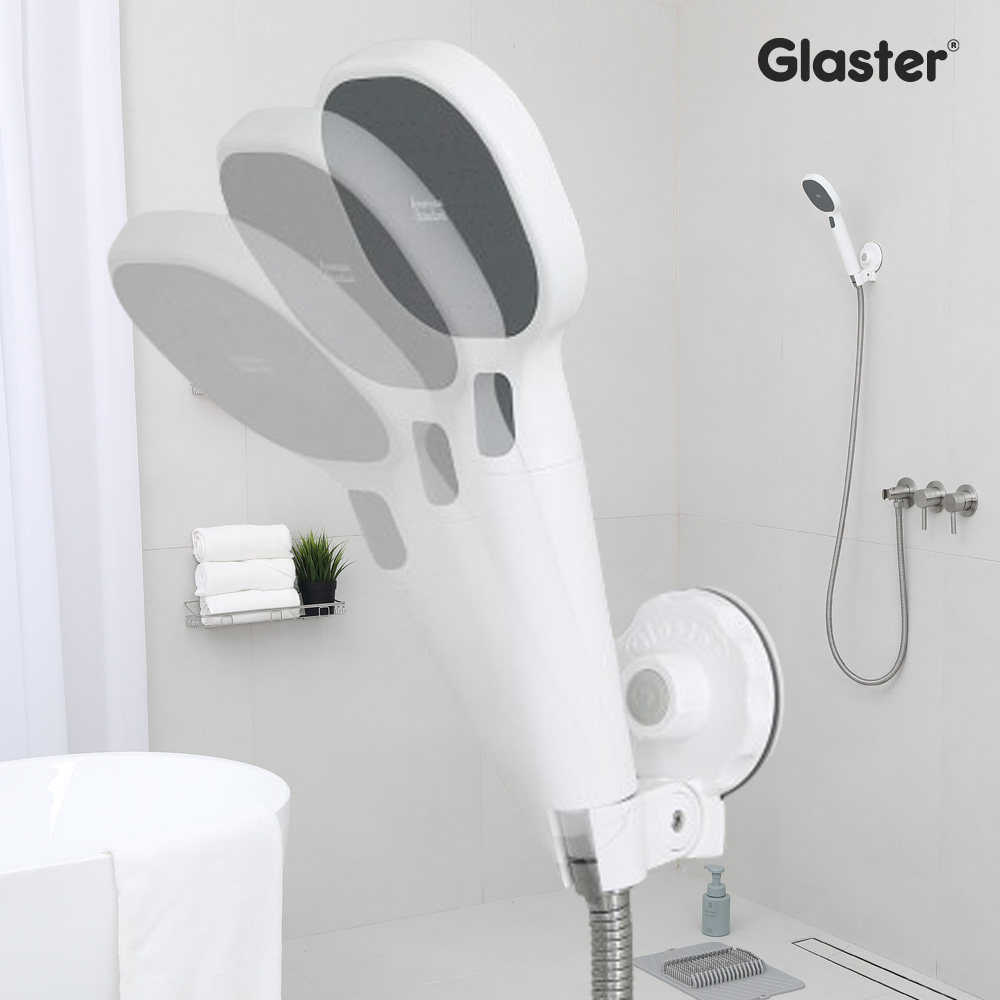 글라스터 흡착식 무타공 욕실 샤워기 거치대 홀더 샤워 헤드 걸이