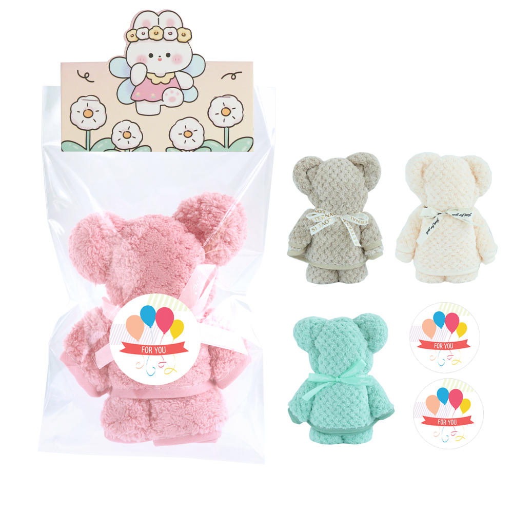 니즈엘 고리 수건 곰 타올(소) 30x30 어린이집 생일 답례품 곰헤드손잡이 - 상세 이미지 2
