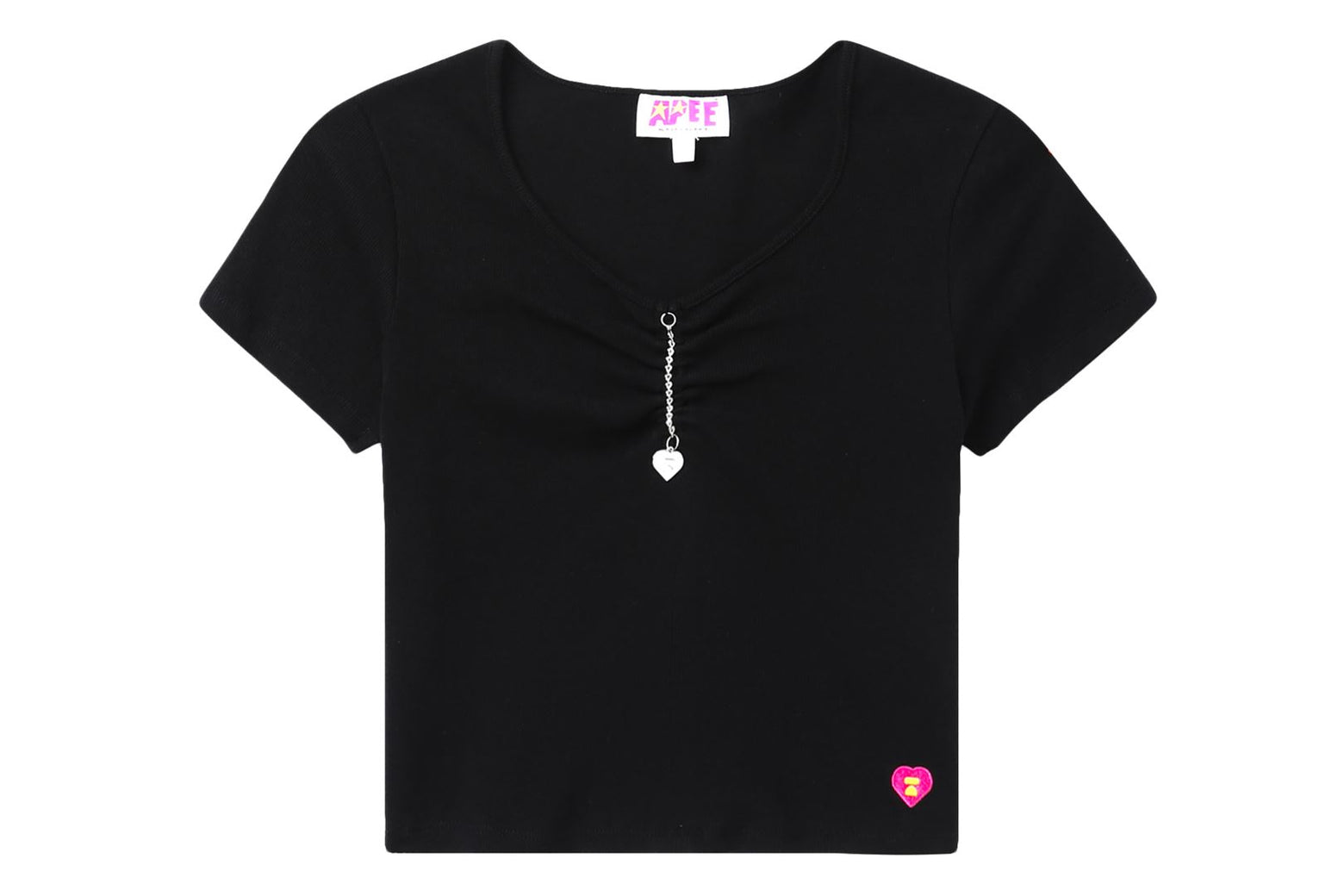 베이프 우먼즈 반팔티 CHAIN DETAIL V NECK TOP CK20-209-006 - 상세 이미지 2
