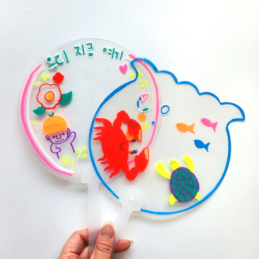 투명 부채 만들기 무지 부채 꾸미기 여름 diy 키트 이미지 3