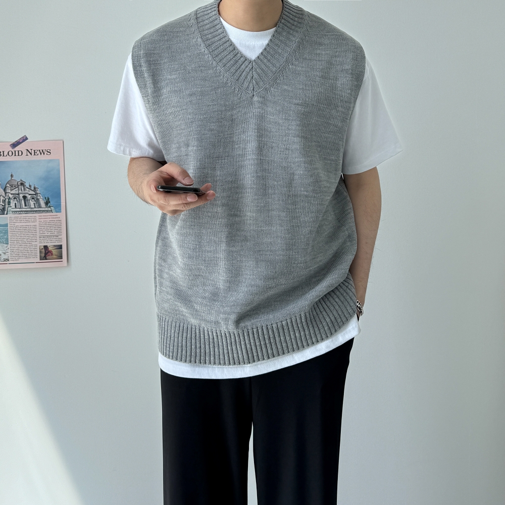 남자여름니트조끼 남성오버핏니트조끼 - 상세 이미지 4