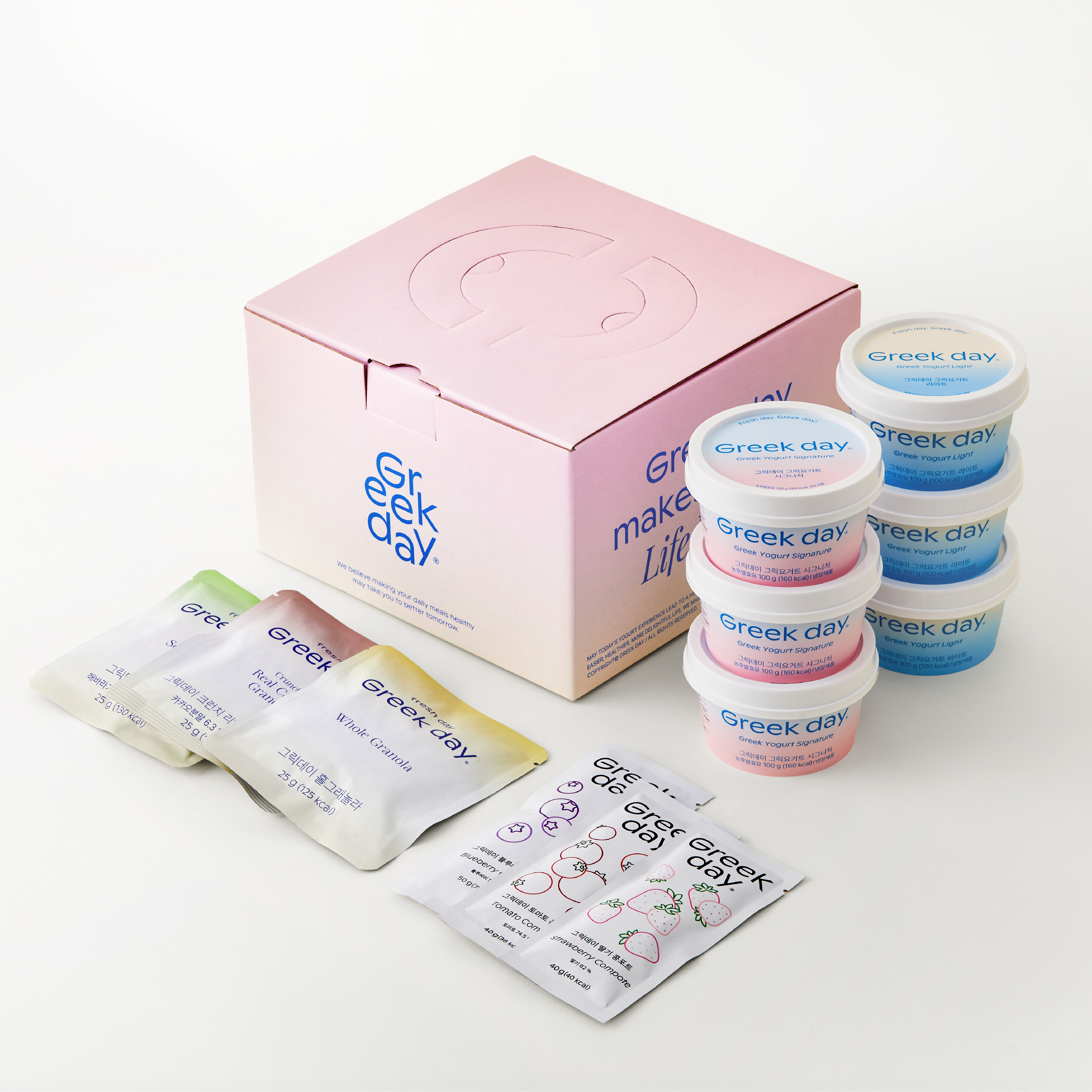 선물포장 더블 그릭요거트 생일 감사 6종 세트 12입(요거트6개+그래놀라3종+콩포트3종)