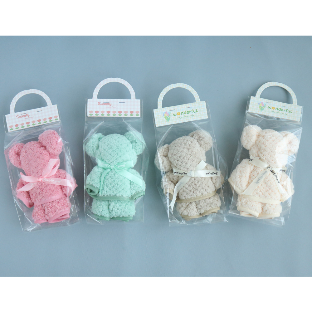 니즈엘 고리 수건 곰 타올(소) 30x30+손잡이헤드 4세트 어린이집 생일 행사 답례품 - 상세 이미지 2