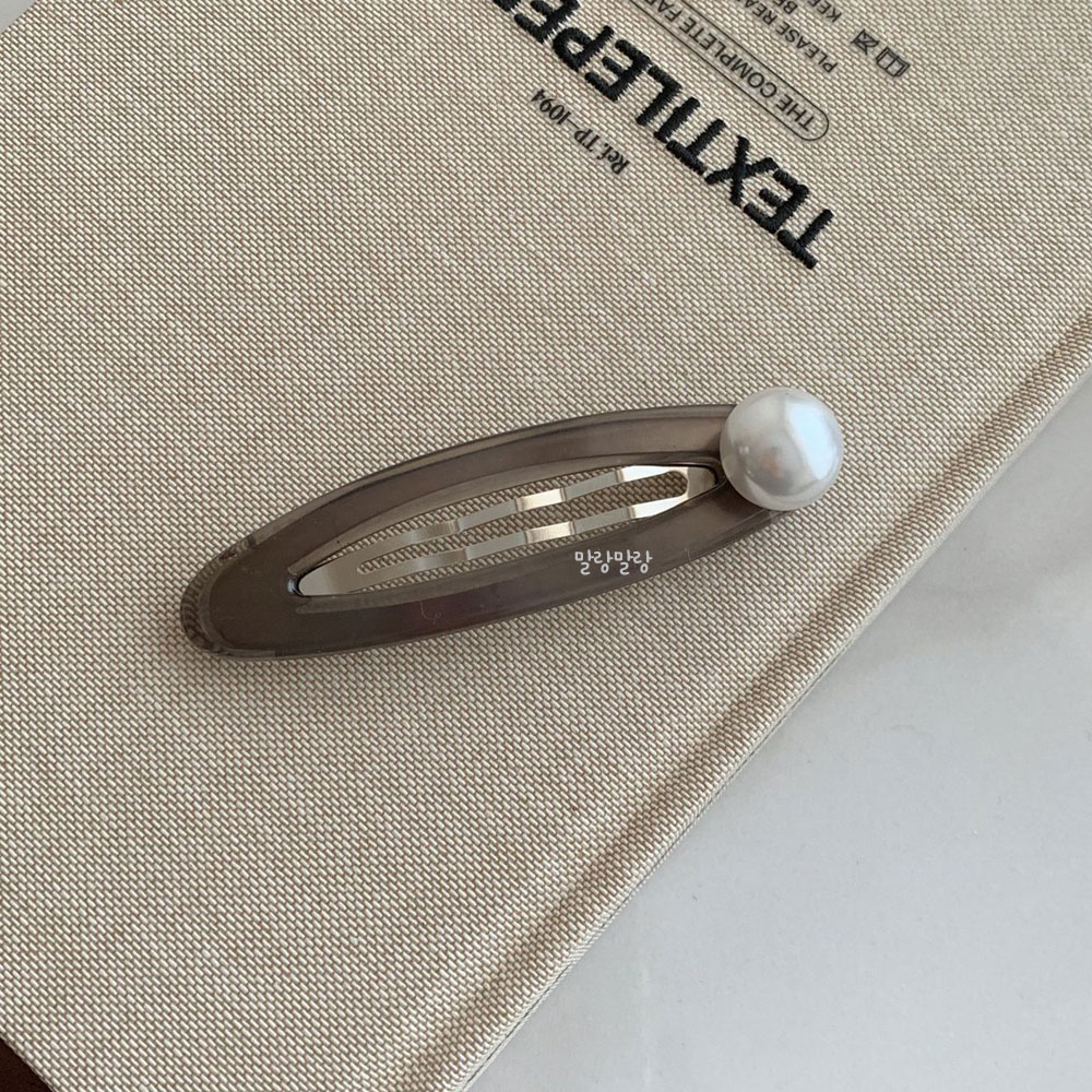 진주 왕똑딱핀 심플한 포인트 삔 단발 옆머리핀 - 상세 이미지 5