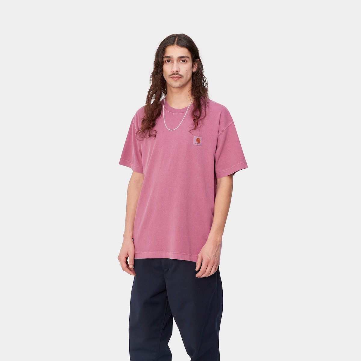 칼하트 Carhartt WIP 넬슨 반팔 루즈 남성 티셔츠 285911 마젠타핑크 - 상세 이미지 2