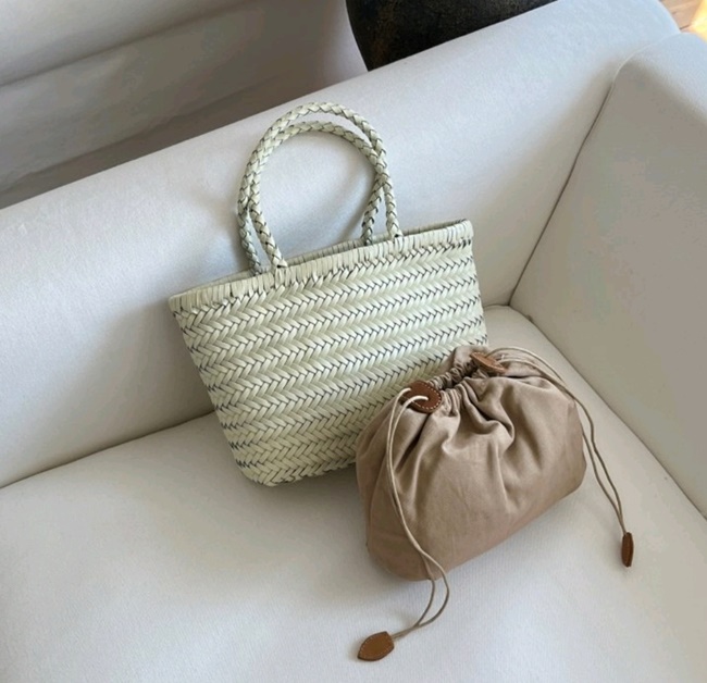 프리미엄 소가죽 라탄 스퀘어 위빙 미니 쇼퍼 토트백 여름 왕골가방