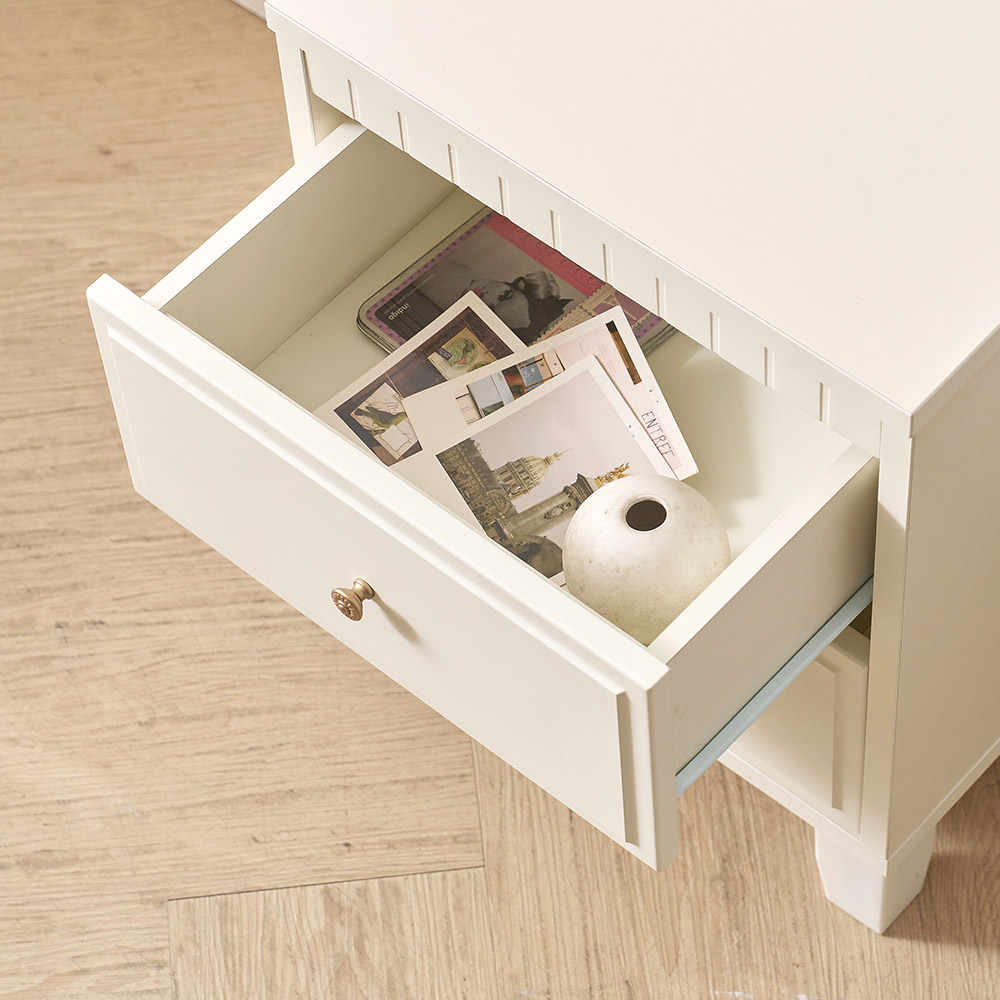 미카엘 2단 서랍 침대 옆 협탁 아이보리