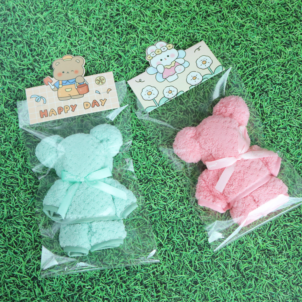 니즈엘 고리 수건 곰 타올(소) 30x30 어린이집 생일 답례품 곰헤드손잡이 이미지 6