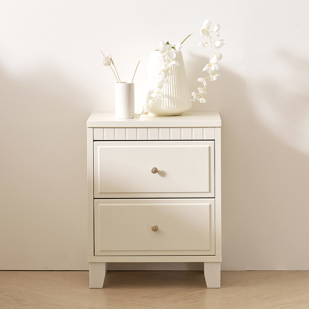미카엘 2단 서랍 침대 옆 협탁 아이보리