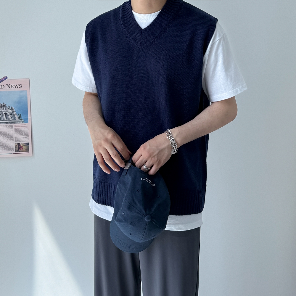 남자여름니트조끼 남성오버핏니트조끼 - 상세 이미지 5