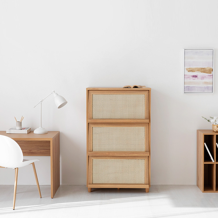 벤탄 3문 수납장 NFM13381RT 805x433x1325mm, 3단, 캄포어베니어 7727.5841 - 상세 이미지 3
