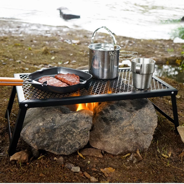 캠핑 철제 테이블 화로대 테이블 메쉬 테이블 보조 정리대 조리대