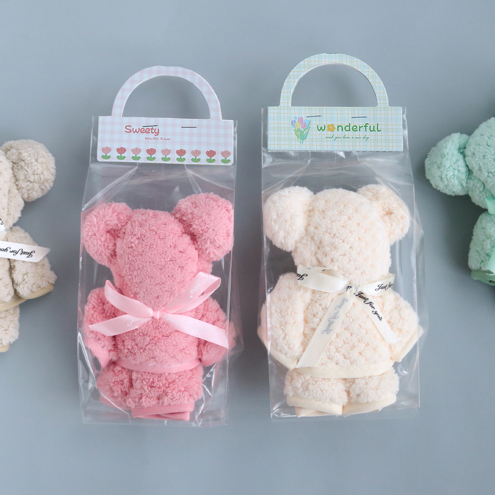 니즈엘 고리 수건 곰 타올(소) 30x30+손잡이헤드 4세트 어린이집 생일 행사 답례품 - 상세 이미지 5