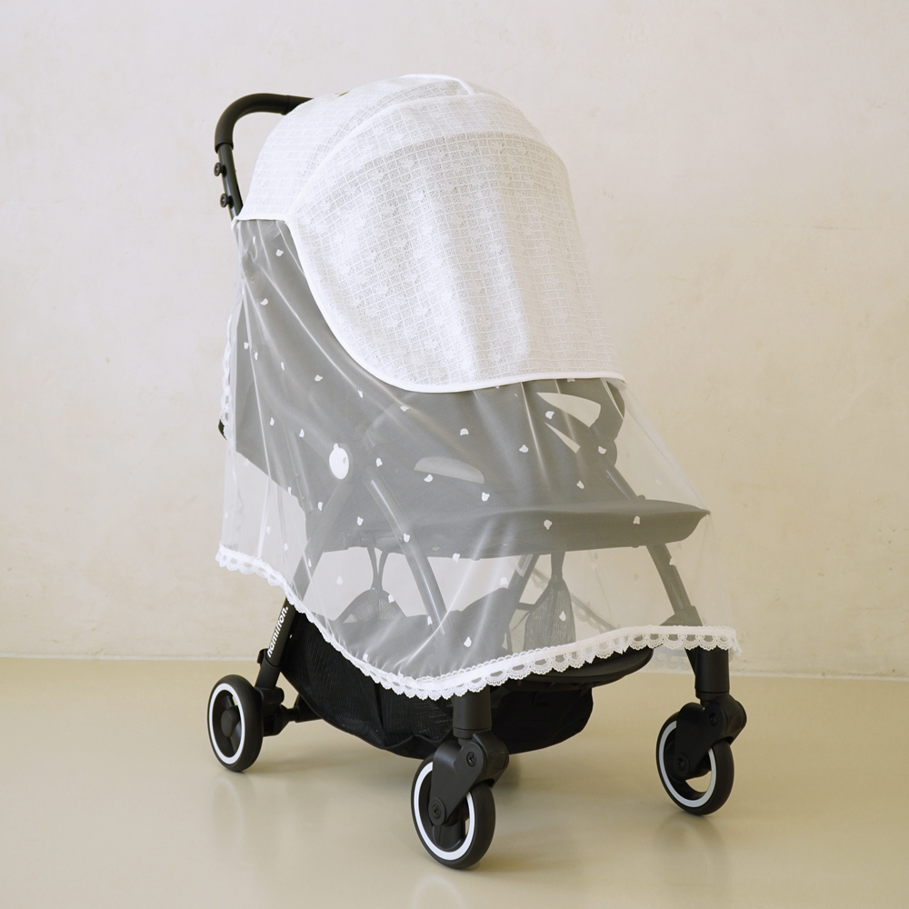 베이비소풍 유모차가리개 커버 레이스 망사 자수 벌레차단 모기장 방충 방역 원터치 착용
