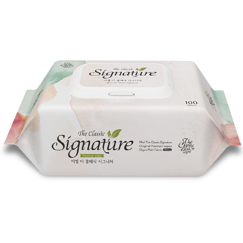 미엘 더 클래식 시그니처 물티슈 100매 10팩 캡형 평량 55g 도톰 안전한 순한 유아