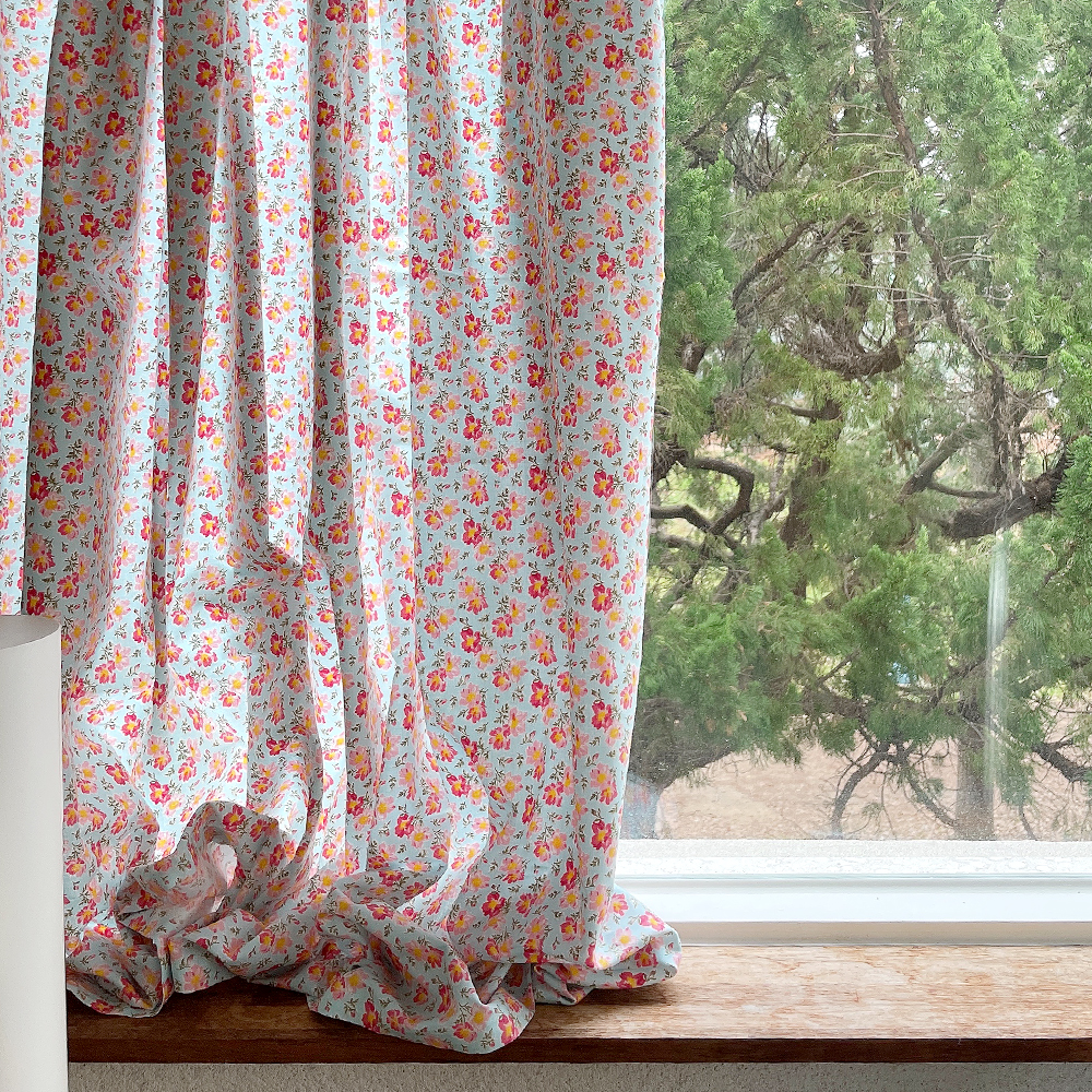 하비스트 꽃무늬 프린트 빈티지 커튼 맞춤제작 봉커튼