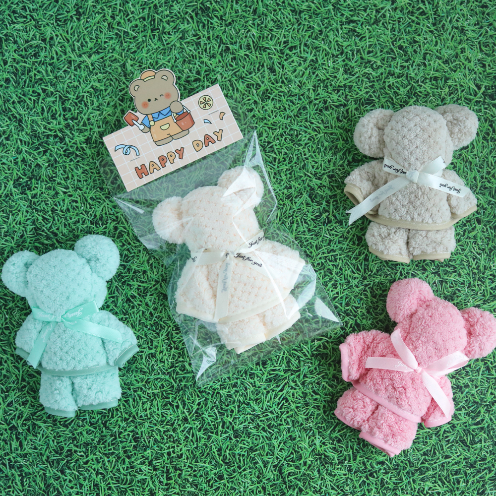 니즈엘 고리 수건 곰 타올(소) 30x30 어린이집 생일 답례품 곰헤드손잡이 - 상세 이미지 5
