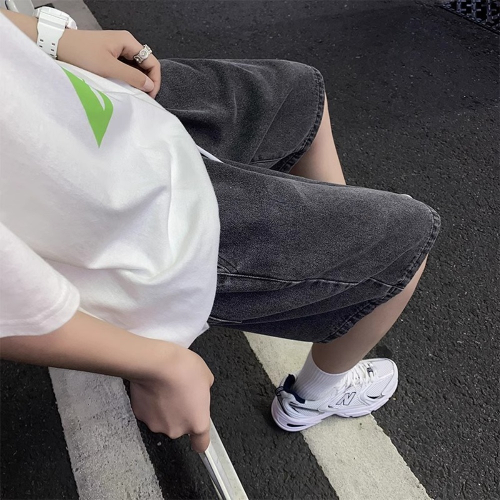 데님 5부 반바지 남자 버뮤다 팬츠 밴딩 와이드 루즈핏 빅사이즈 여름 8xl 편한 4컬러 - 상세 이미지 3