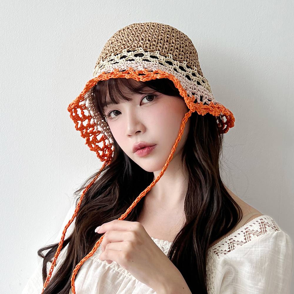 동대문모자 라피아 뜨게 밀짚 버킷햇 여름 여성 보넷 벙거지 - 상세 이미지 3