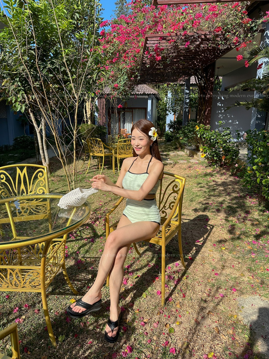 ✨자체제작/M-3XL 컷아웃 홀터넥 트임 모노키니 비키니 원피스 유교걸 휴양지 호텔 호캉스 빅사이즈 수영복 상세 이미지 39